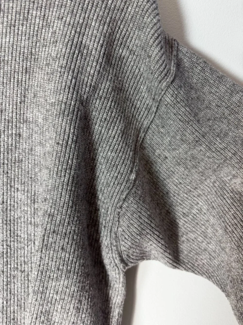 Free People Light Gray Oversized Ribbed Turtleneck Pullover Sweater Knit - S